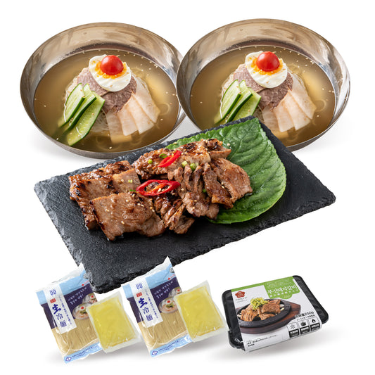 韓国冷麺セット(水冷麺2人前/豚カルビ250g) - 韓国惣菜bibim'ネットストア