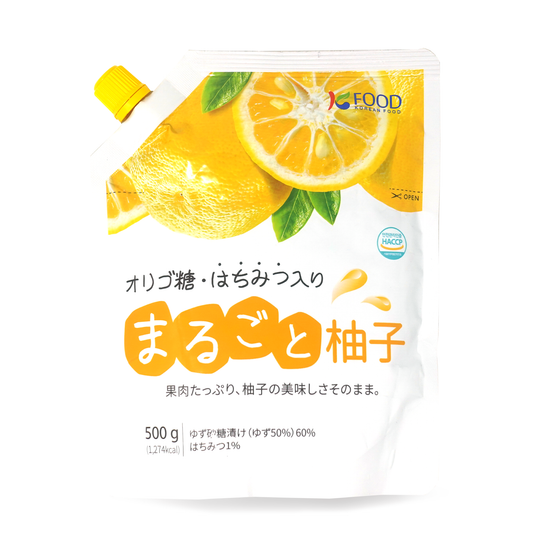 まるごと柚子(500g)果肉たっぷり柚子飲料の素「韓国産柚子使用・オリゴ糖・蜂蜜入り」