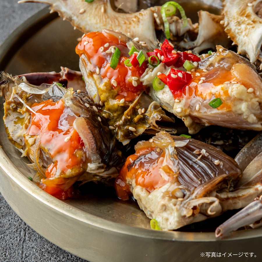 bibim’のカンジャンケジャン。甲羅に残ったカニみそもご飯と一緒に