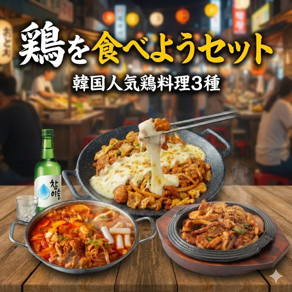 鶏を食べようセット (韓国人気の鶏料理3種)